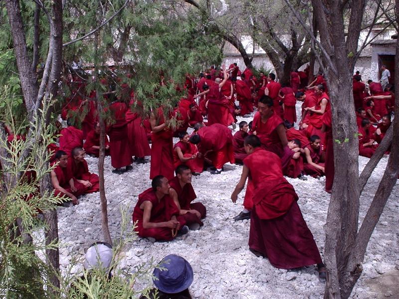 Exercice de débat chez les moines bouddhistes.
